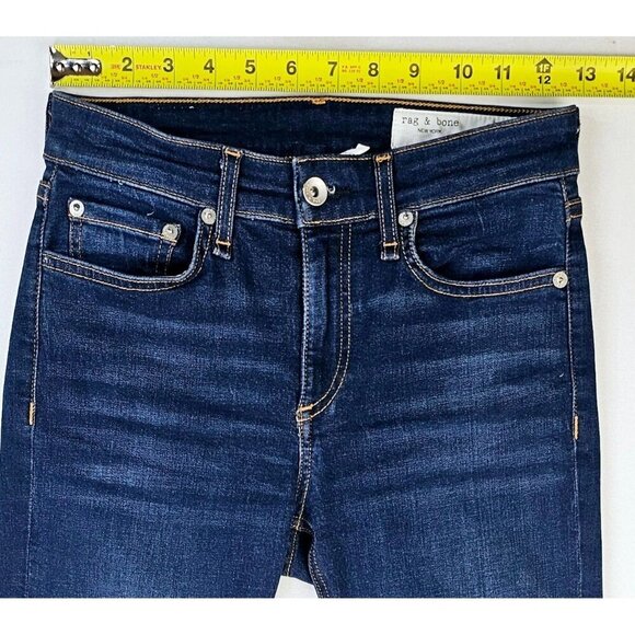Rag Bone Size 24X25 Women Cate Mid Rise Ankle Skinny Blue Denim Carmen Jeans USA - Picture 2 of 14